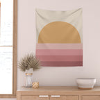 Minimal Retro Sunset Sunrise - Neutral Pink Wall Tapestry Gallery Image 2