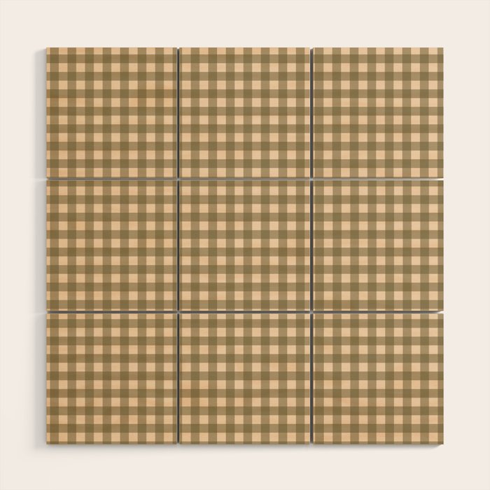 Gingham Plaid Olive Vintage Green Wood Wall Art Gallery Image 1