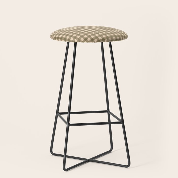 Gingham Plaid Olive Vintage Green Stool Gallery Image 1