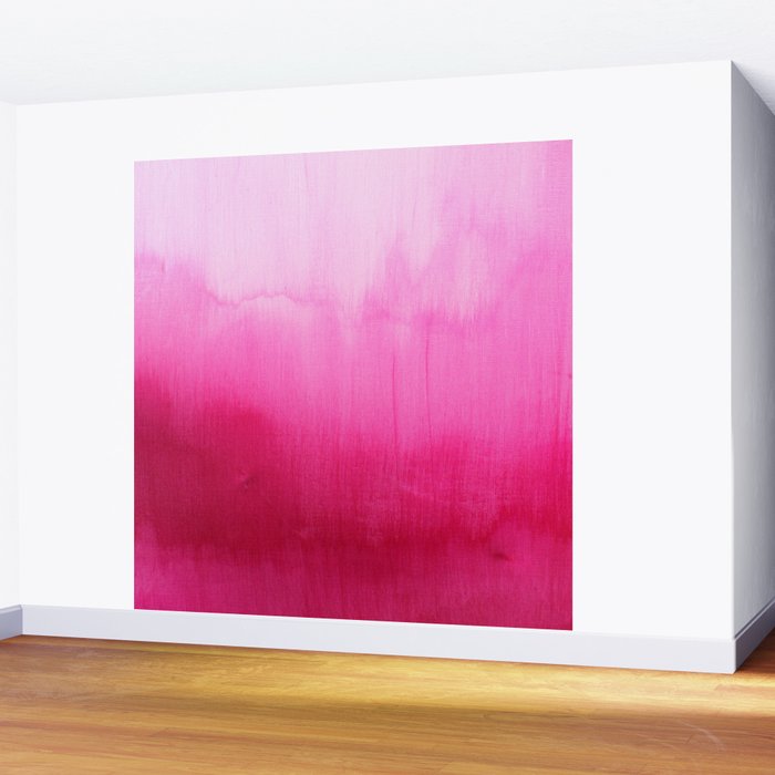 Modern fuchsia watercolor paint brushtrokes Wall Mural Gallery Image 2