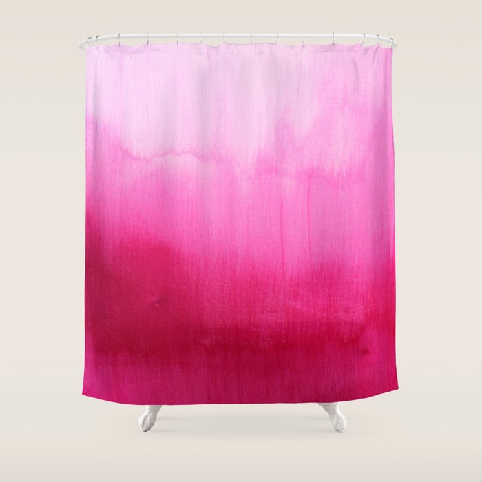 Modern fuchsia watercolor paint brushtrokes Shower Curtain Gallery Image 1