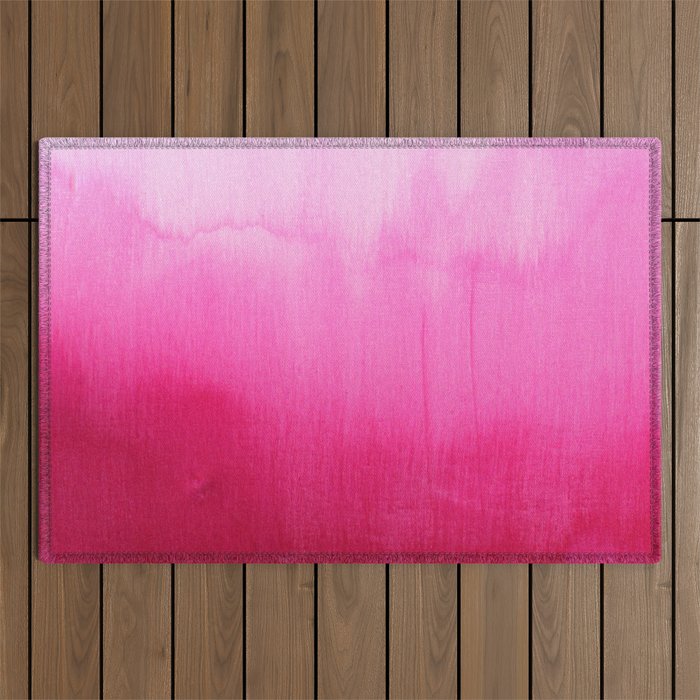Modern fuchsia watercolor paint brushtrokes Outdoor Rug Gallery Image 1