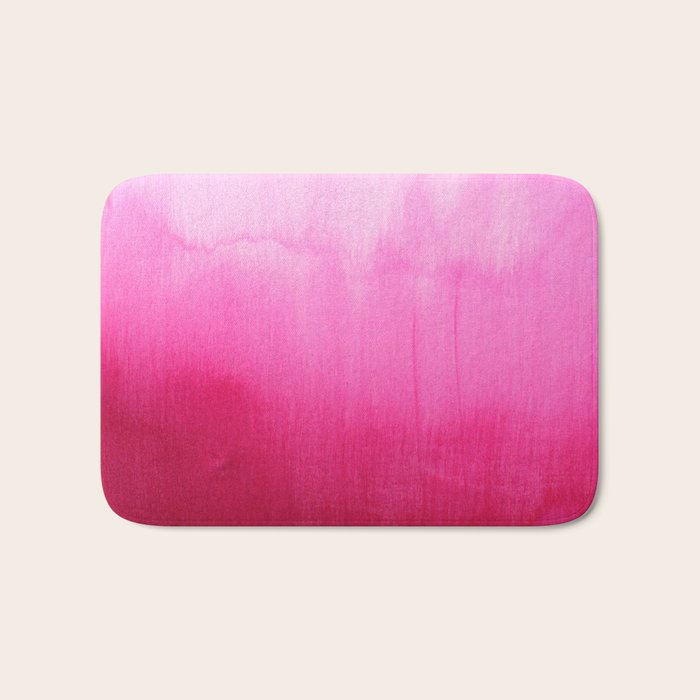 Modern fuchsia watercolor paint brushtrokes Bath Mat Gallery Image 1