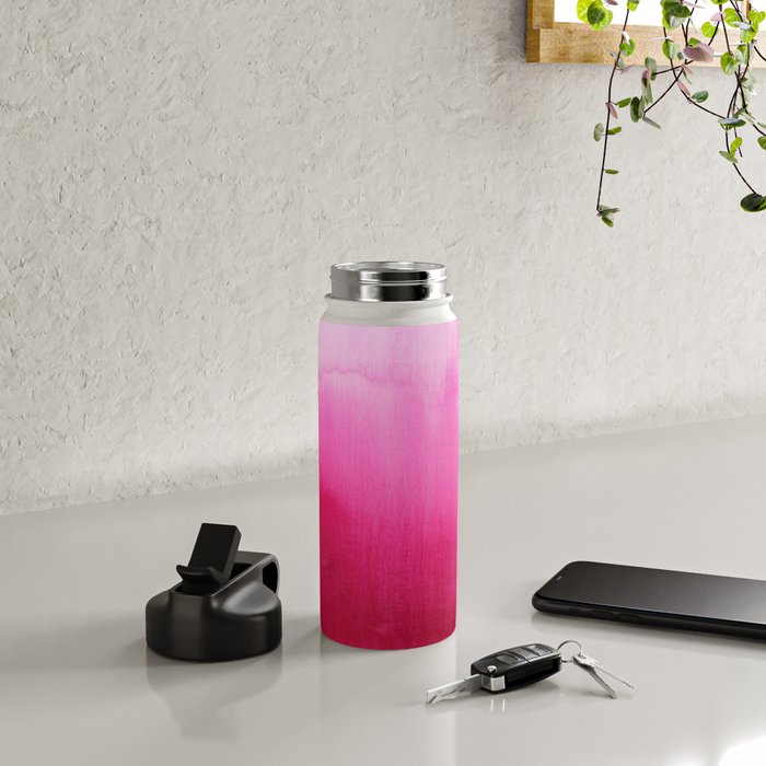 Modern fuchsia watercolor paint brushtrokes Water Bottle Gallery Image 5