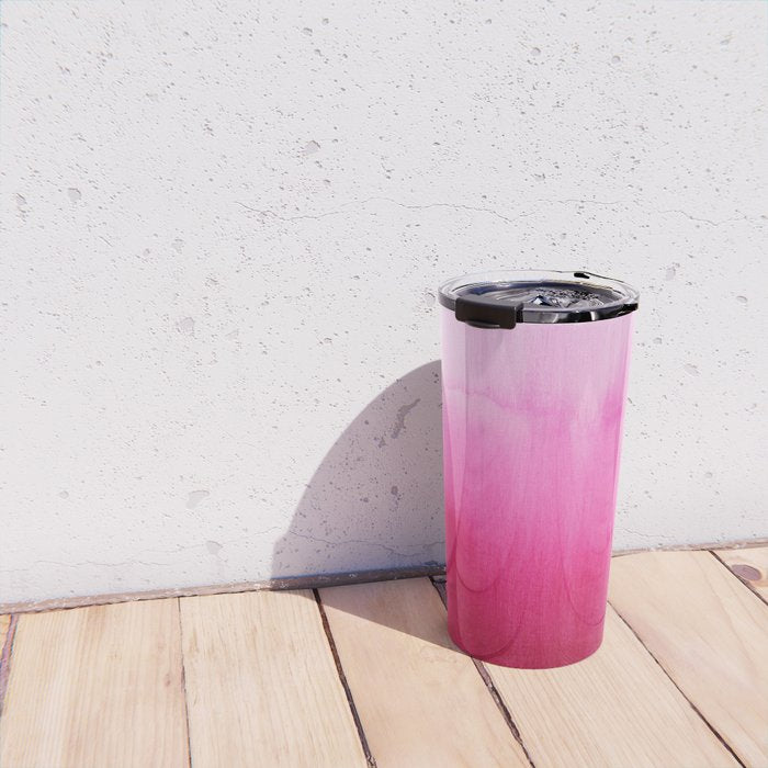 Modern fuchsia watercolor paint brushtrokes Travel Mug Gallery Image 4