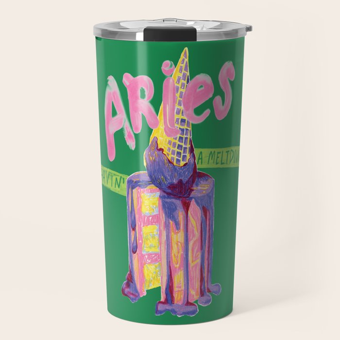 Aries Dessert in Kelly Green & Pink Travel Mug Gallery Image 1