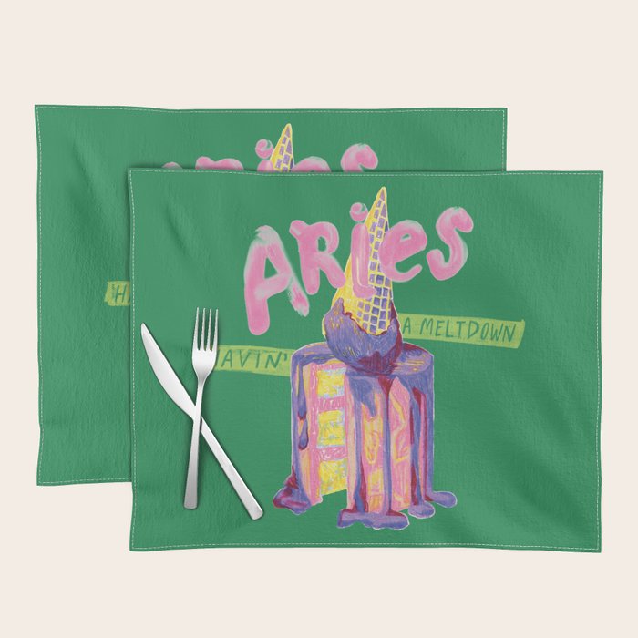 Aries Dessert in Kelly Green & Pink Placemat Gallery Image 1