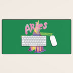Aries Dessert in Kelly Green & Pink Desk Mat Gallery Image 1