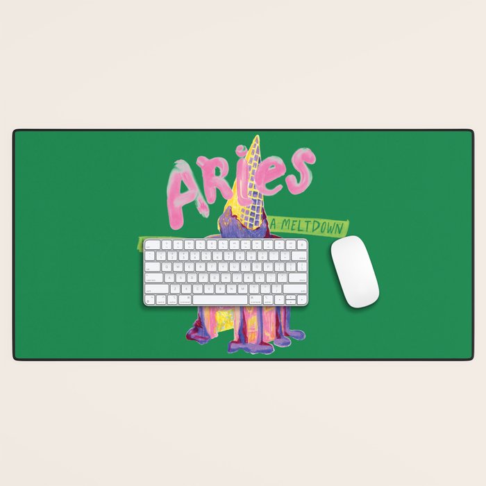 Aries Dessert in Kelly Green & Pink Desk Mat Gallery Image 1