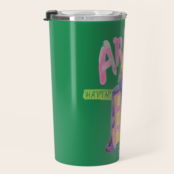 Aries Dessert in Kelly Green & Pink Travel Mug Gallery Image 3