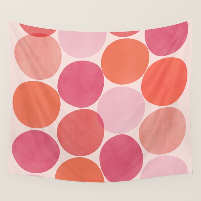 Playful Red and Pink Dots Wall Tapestry Gallery Image 1