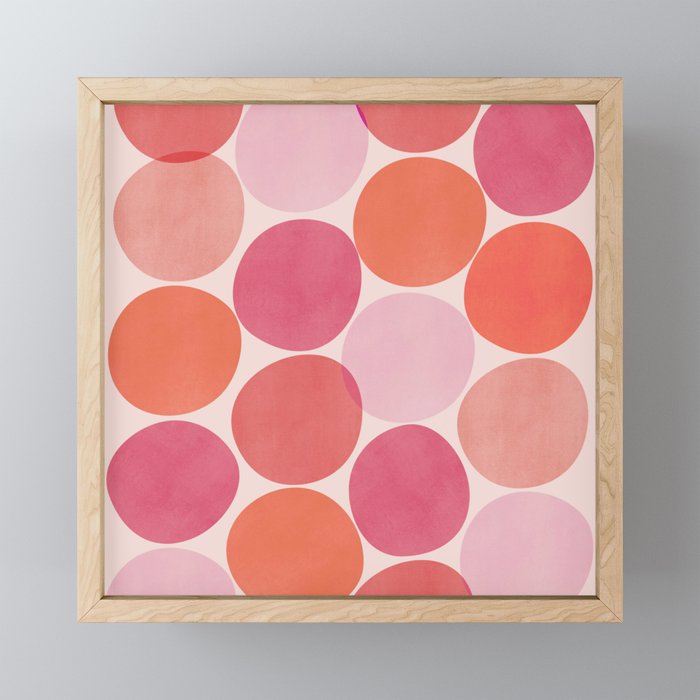 Playful Red and Pink Dots Mini Art Print Gallery Image 1