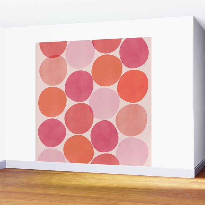 Playful Red and Pink Dots Wall Mural Gallery Image 2