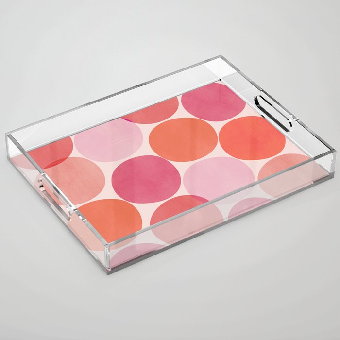 Playful Red and Pink Dots Acrylic Tray Gallery Image 1