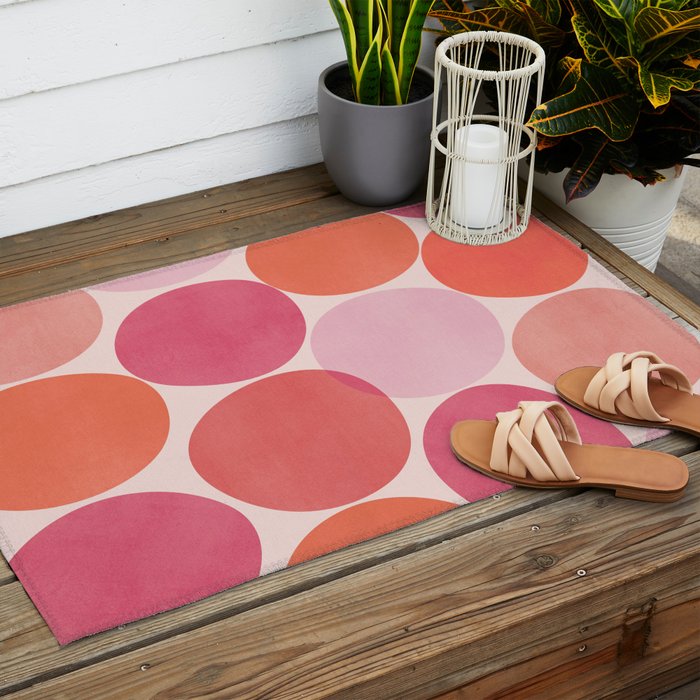 Playful Red and Pink Dots Outdoor Rug Gallery Image 2