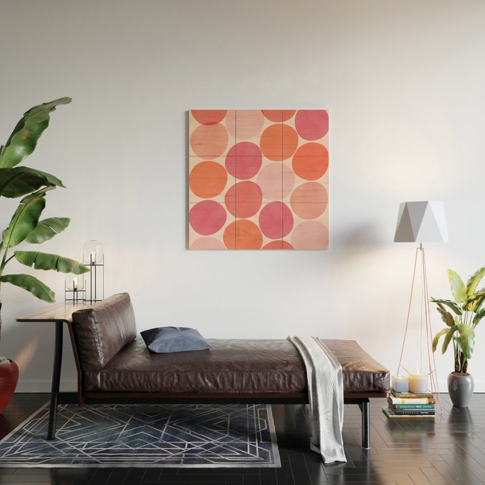 Playful Red and Pink Dots Wood Wall Art Gallery Image 2