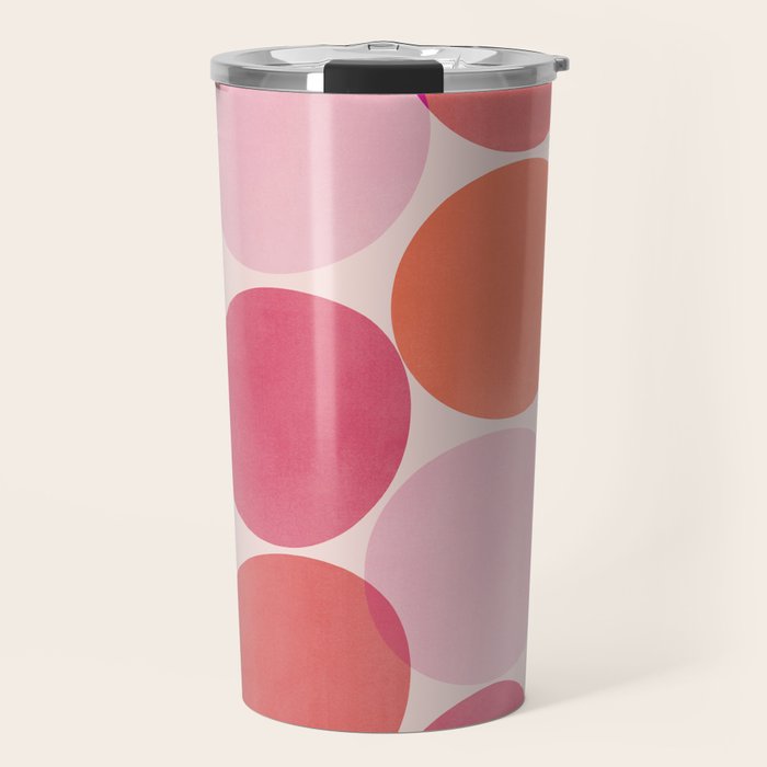 Playful Red and Pink Dots Travel Mug Gallery Image 1
