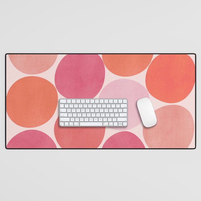 Playful Red and Pink Dots Desk Mat Gallery Image 1
