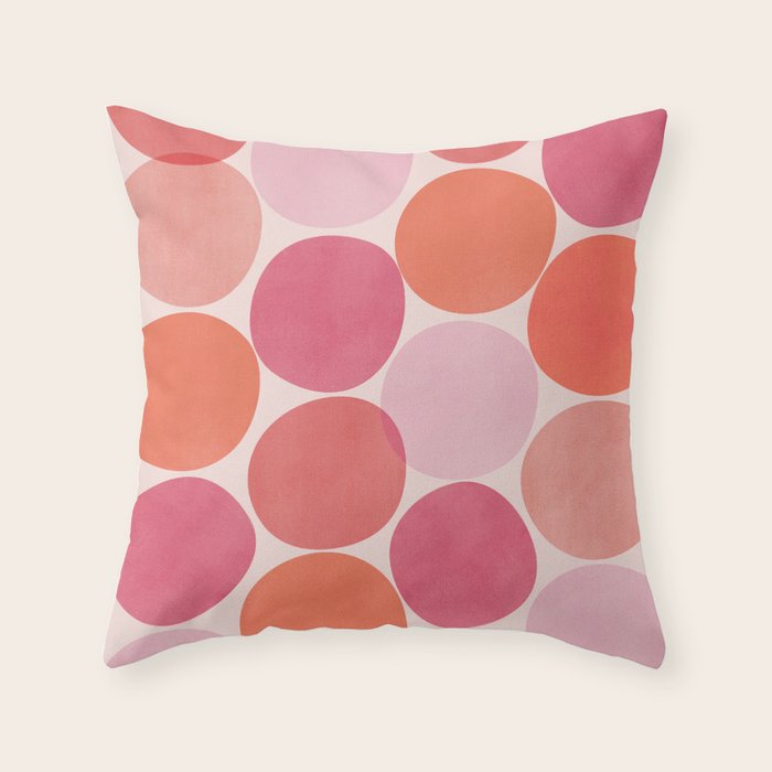 Playful Red and Pink Dots Throw Pillow Gallery Image 6