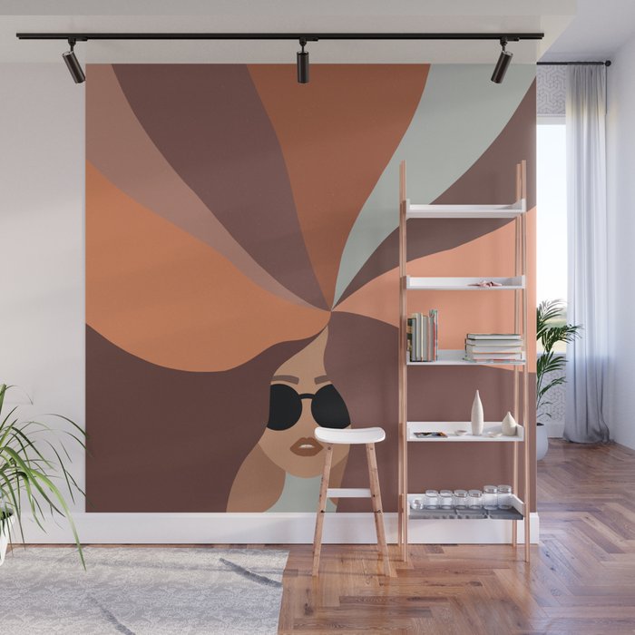 Girl Power - Earthy Rainbow Hair Wall Mural Gallery Image 1