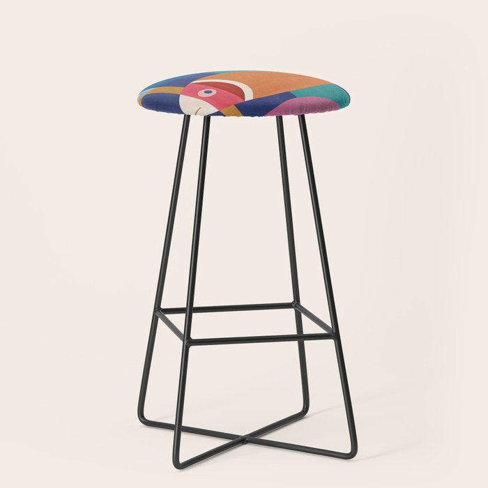 Colorful Abstract Fish Stool Gallery Image 1