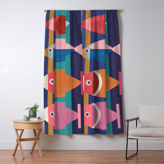 Colorful Abstract Fish Window Curtain Gallery Image 5