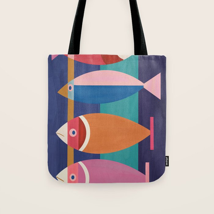 Colorful Abstract Fish Tote Bag Gallery Image 1