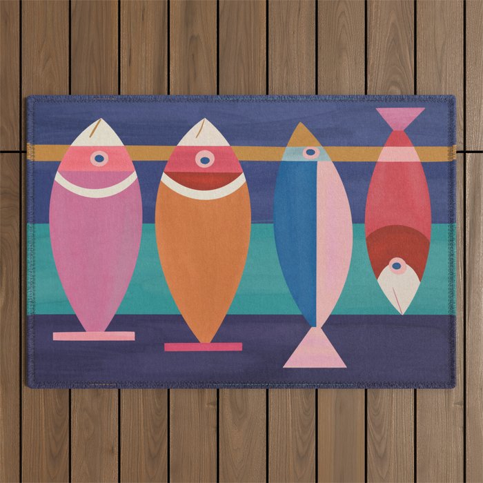 Colorful Abstract Fish Outdoor Rug Gallery Image 1