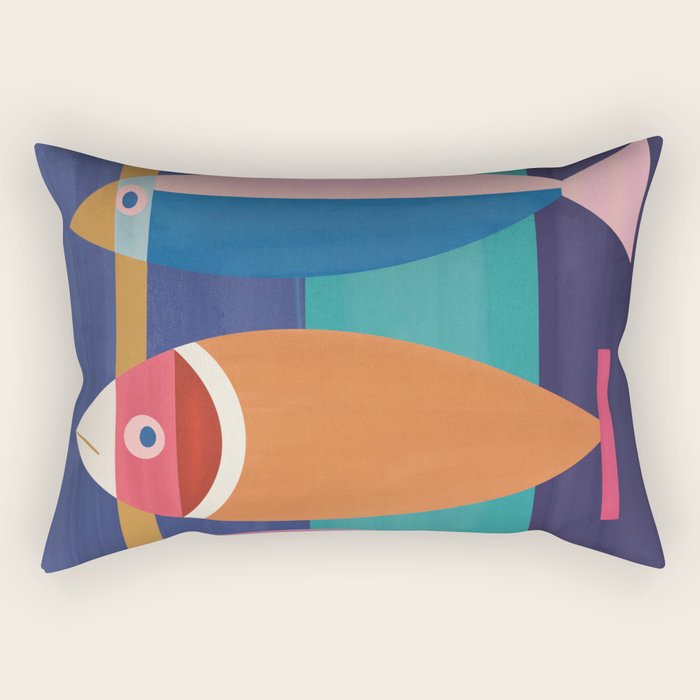 Colorful Abstract Fish Rectangular Pillow Gallery Image 2