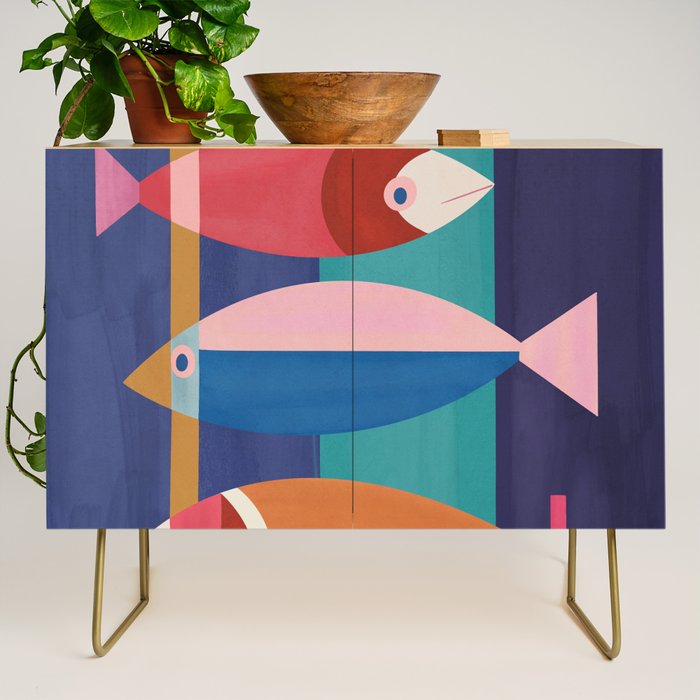 Colorful Abstract Fish Credenza Gallery Image 1