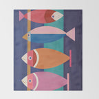 Colorful Abstract Fish Throw Blanket Gallery Image 2