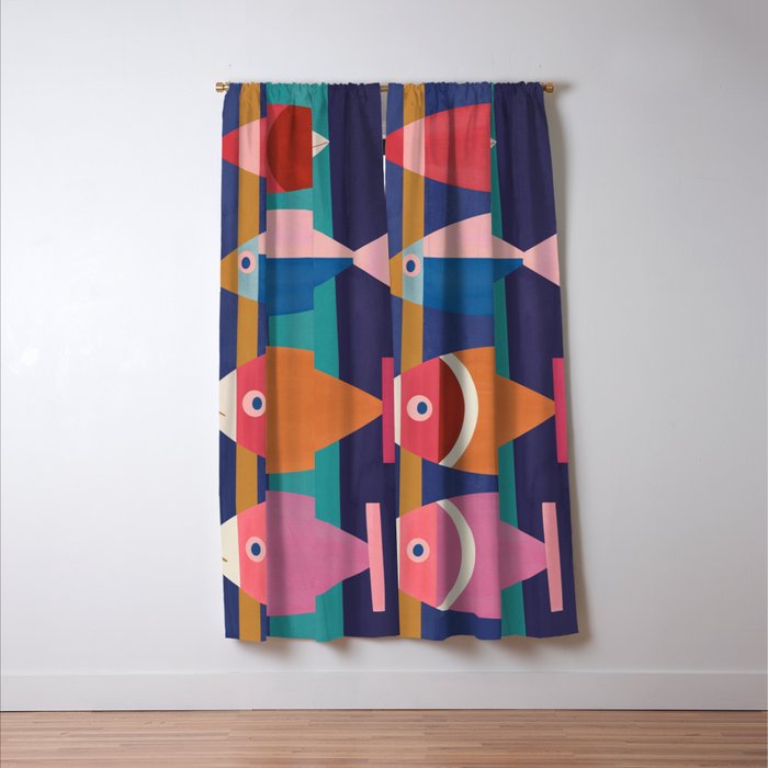 Colorful Abstract Fish Window Curtain Gallery Image 3