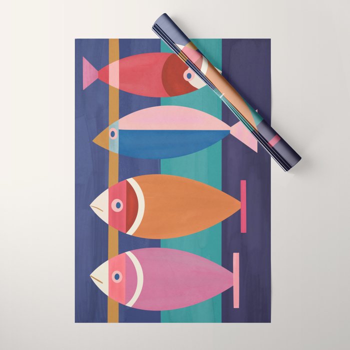 Colorful Abstract Fish Wrapping Paper Gallery Image 1