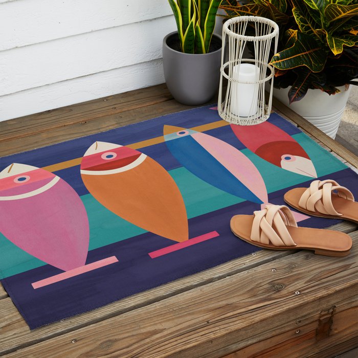 Colorful Abstract Fish Outdoor Rug Gallery Image 2