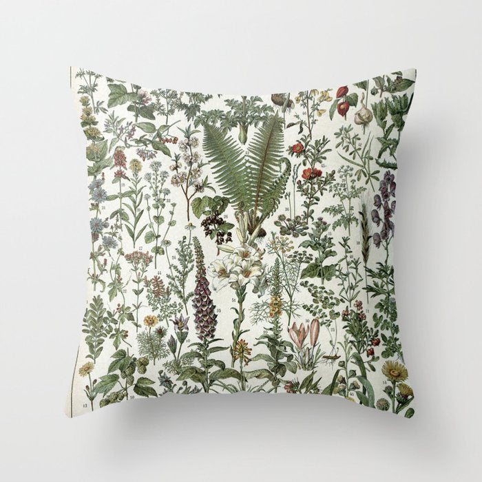 Medicinal PlantsVintage  Illustration Throw Pillow Gallery Image 6
