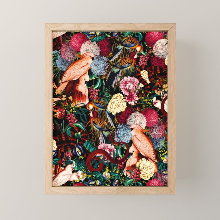 Floral and Animals pattern II Mini Art Print Gallery Image 1