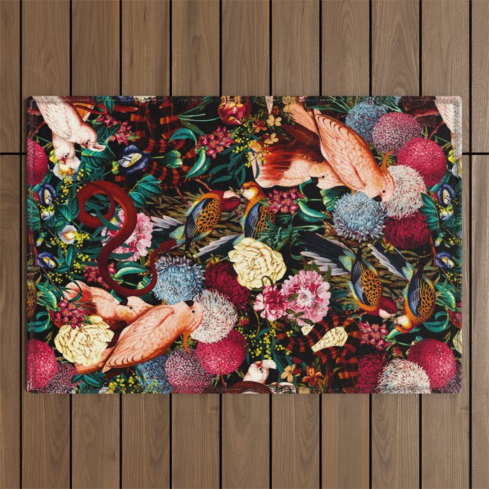 Floral and Animals pattern II Outdoor Rug Gallery Image 1