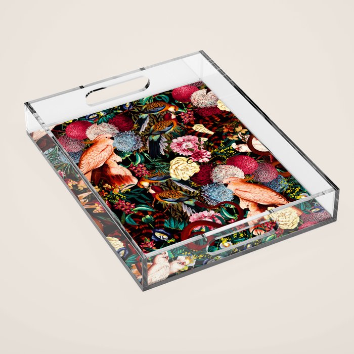 Floral and Animals pattern II Acrylic Tray Gallery Image 1