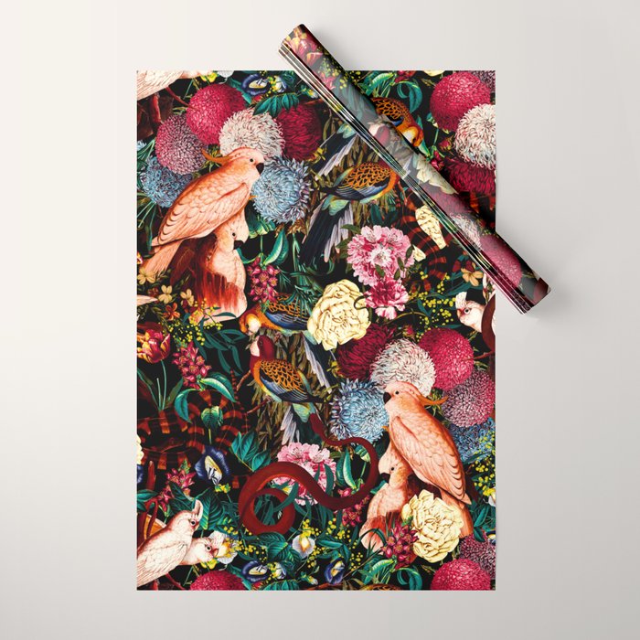 Floral and Animals pattern II Wrapping Paper Gallery Image 1