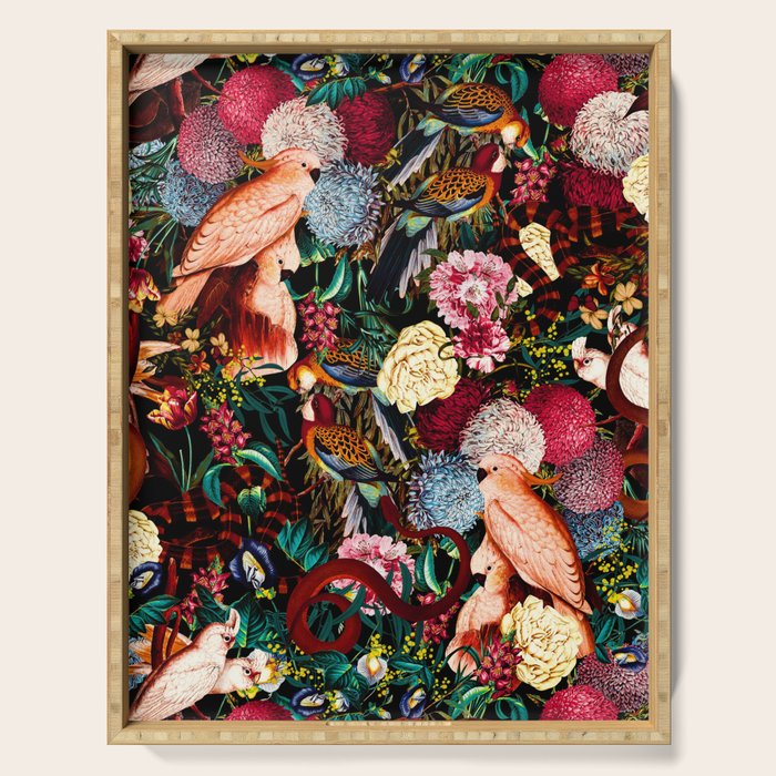 Floral and Animals pattern II Serving Tray Gallery Image 1