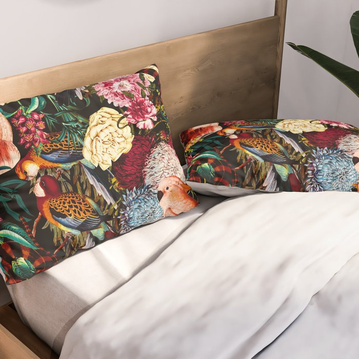 Floral and Animals pattern II Pillow Sham Gallery Image 2