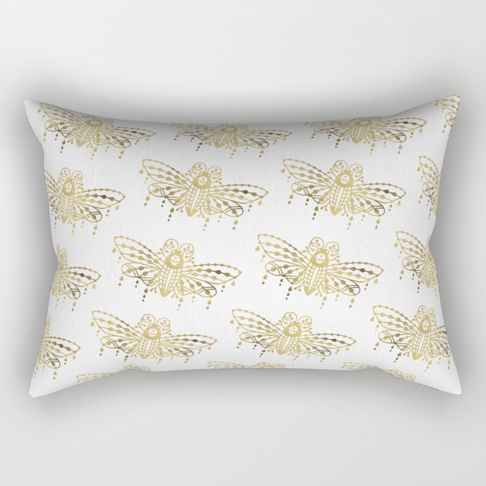 Death's Head Hawkmoth - Gold Palette Rectangular Pillow Gallery Image 2