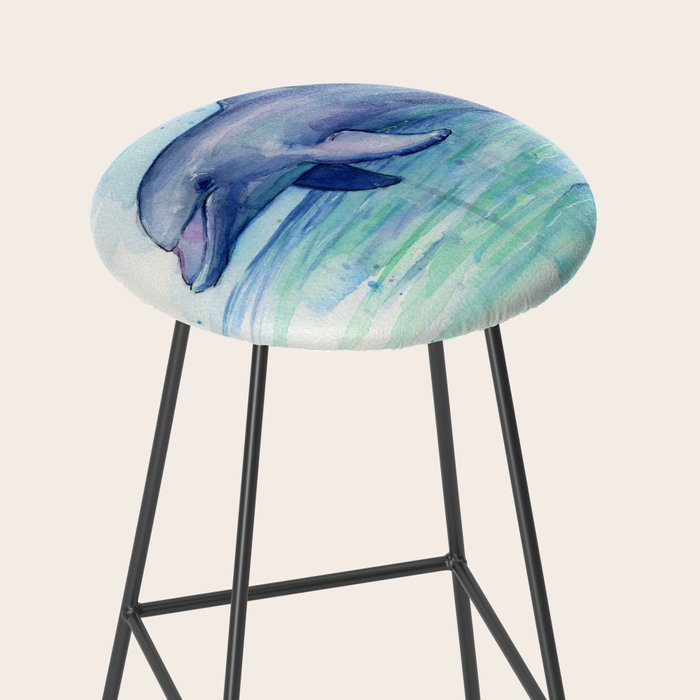 Dolphin Watercolor Sea Creature Animal Stool Gallery Image 2
