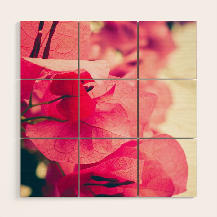 Happy Pink Flowers Wood Wall Art Gallery Image 1