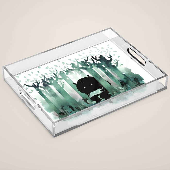 A Quiet Spot (in green) Acrylic Tray Gallery Image 1