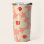 Abstract Flower Shape - Peach, Red and Cream Travel Mug Gallery Image 2