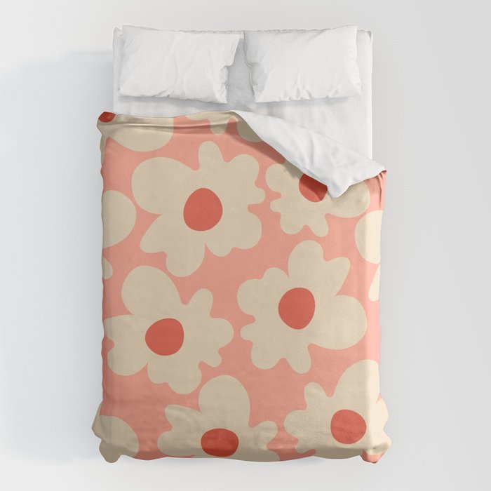 Abstract Flower Shape - Peach, Red and Cream Duvet Cover Gallery Image 6