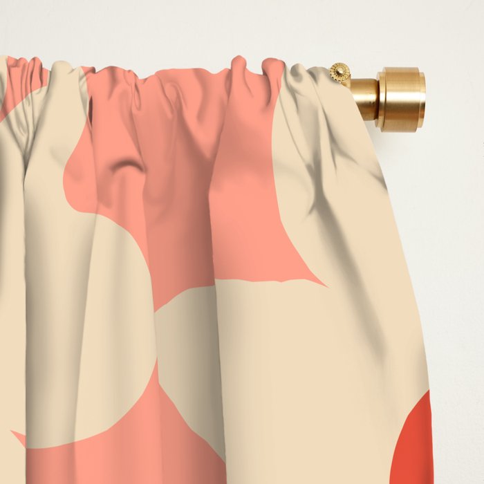 Abstract Flower Shape - Peach, Red and Cream Window Curtain Gallery Image 2