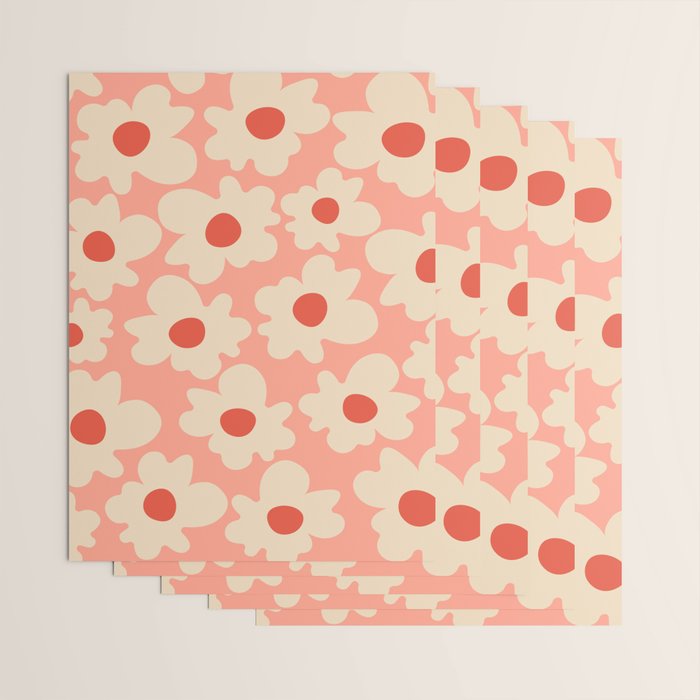 Abstract Flower Shape - Peach, Red and Cream Wrapping Paper Gallery Image 3