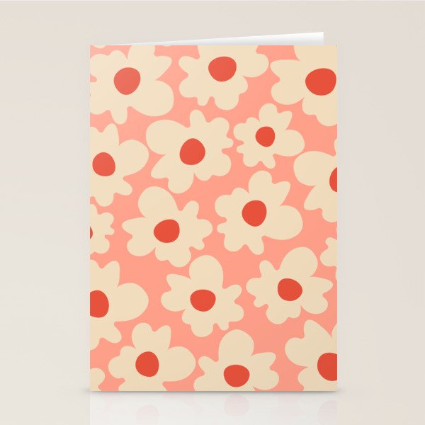 Abstract Flower Shape - Peach, Red and Cream Stationery Card Gallery Image 2
